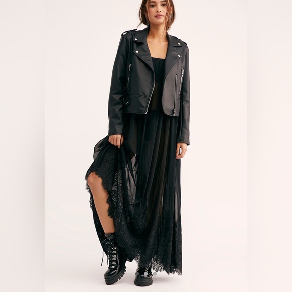 Free People we are HAH Black mesh and Lace boho style Mad Maxi Dress size Large - Picture 3 of 12